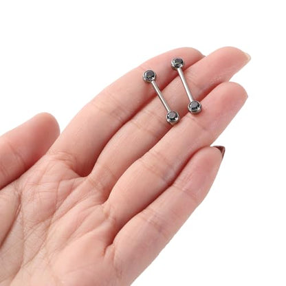 14G Nipple Rings Titanium Nipple Jewelry for Women Bridge Piercings | 1 Pair Nipple Bars,Hypoallergenic Nipple Barbells,Internally Threaded Nipple Piercings,Tongue Rings,Straight Barbells - color: Styele5:Vitrail Medium CZ,Silver, size: 14G+5/8"(16mm)