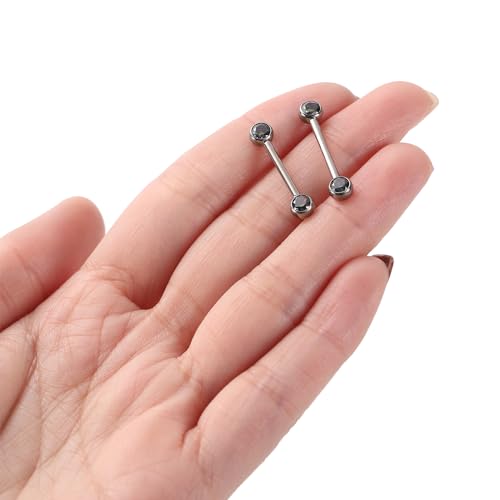 14G Nipple Rings Titanium Nipple Jewelry for Women Bridge Piercings | 1 Pair Nipple Bars,Hypoallergenic Nipple Barbells,Internally Threaded Nipple Piercings,Tongue Rings,Straight Barbells - color: Styele5:Vitrail Medium CZ,Silver, size: 14G+1/2"(12mm)