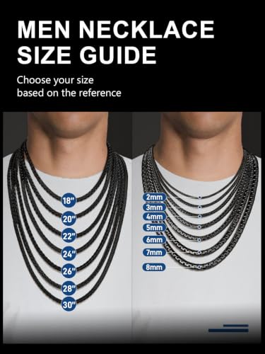 ChainsPro Stainless Steel Chains for Pendants, Flat Box Chain for Mens | Hypoallergenic Unisex Box Chain, Daily Wear Essential Necklaces for Pendant, Black/Silver/Gold Plated, Waterproof, No Tarnish - color: Black Plated
