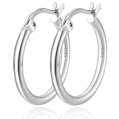 2mm Thin 14K Gold Plated Large S925 Sterling Silver Hoop Earrings for Women Hypoallergenic Big Hoop Non Tarnish Earrings Lightweight 20/30/40/50/60/70mm - color: Silver-20mm