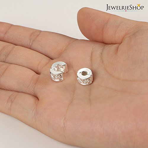 JewelrieShop Clip Spacer Charm for Bracelet Clip Lock Stopper Bead Spacer European Openable Beads 2pcs - color: #04S x 2 Pieces