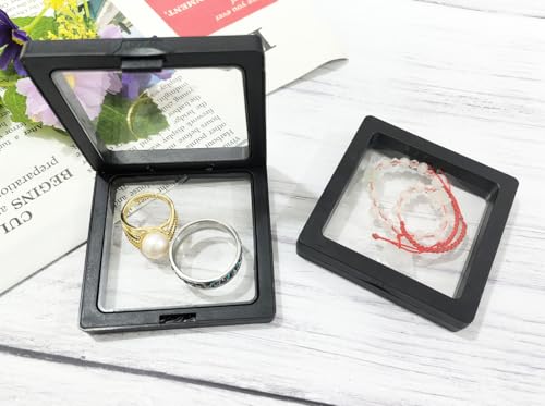 Portable Travel Jewelry Organizer, Black Square Jewelry Display Case, Transparent Window for Coins and Collections (Black, 2.75*2.75*0.51 inches) - size: 2.75*2.75*0.51 inches