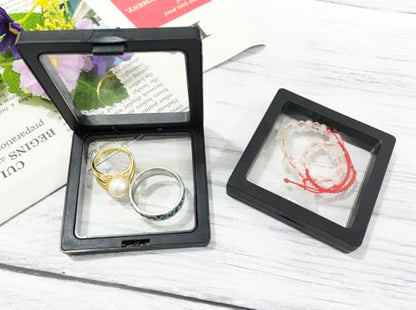 Portable Travel Jewelry Organizer, Black Square Jewelry Display Case, Transparent Window for Coins and Collections (Black, 2.75*2.75*0.51 inches) - size: 2.75*2.75*0.51 inches