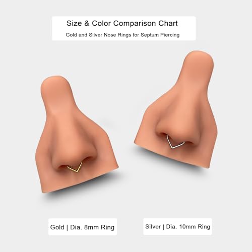 Titanium 16G Septum Ring Piercing Jewelry Nose Rings Hinged Clicker Hoop | G23 Titanium Silver Gold Hinged Segment Daith Piercing Jewelry Non-irritating , Clicker Septum Nose Piercing Jewelry Hoops - color: 02 Heart-Gold, size: 16G-8mm