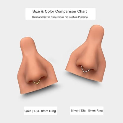 Titanium 16G Septum Ring Piercing Jewelry Nose Rings Hinged Clicker Hoop | G23 Titanium Silver Gold Hinged Segment Daith Piercing Jewelry Non-irritating , Clicker Septum Nose Piercing Jewelry Hoops - color: 02 Heart-Gold, size: 16G-8mm