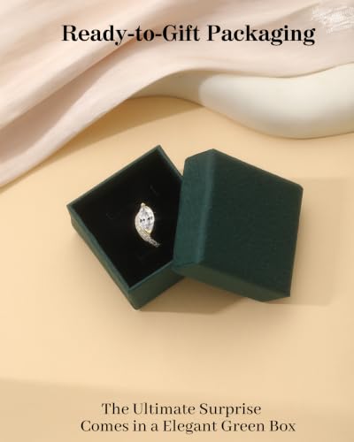 JSJOY Promise Rings for Her, Wavy Marquise Cut Engagement Ring 14K Gold Anniversary Rings with 5A CZ Dainty Solitaire Wedding Jewelry Tarnish Resistant Fashion Rings Gift for Her Sizes 5-10