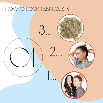 CAISHA Jumbo Hairpiece Scrunchy Updo Voluminous Curly Messy Bun Blond Mix G12L - color: blond mix #27BT88 G12L