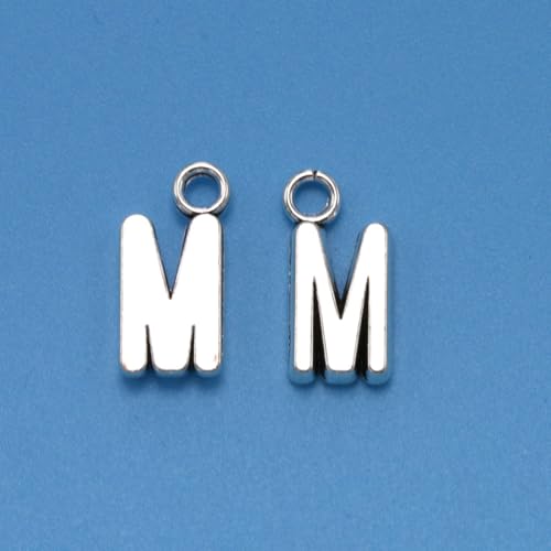 50pcs English Alphabet Pendant: Diy Jewelry Making Accessories for Necklace Bracelet (antique Silver)