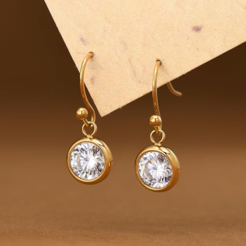 Surgical Steel Hypoallergenic Hoop Earrings for Women - Huggie Dangle CZ Cartilage Earrings - color: 18K Gold Plated
