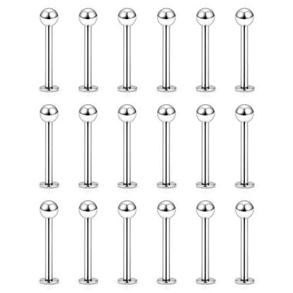 20G 18G 16G 14G 12G Lip Labret Monroe Medusa Nose Rings Stud 316L Surgical Steel Tragus Helix Cartilage Earring Tongue Cheek Piercing Jewelry Bars 6mm 8mm 10mm 12mm 14mm 16mm 19mm 18PCS - color: Silver, size: 16G - 10mm