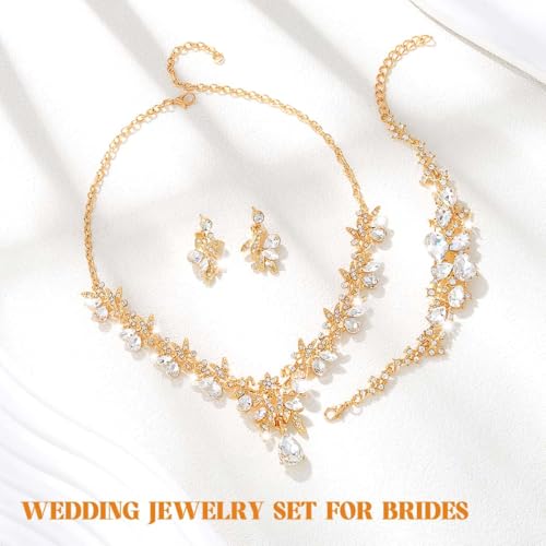 Sixexey Bridal Wedding Jewelry Set Crystal Neck Jewelry Rhinestone Wedding Prom Jewelry Accessories for Women - color: Crystal