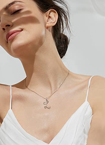 CELESTIA 925 Sterling Silver Initial Necklaces 26 Letter with Rose Gold Heart - 18 Inch Chain - color: L-Initial