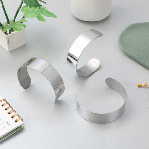 COHEALI Metal Bracelet Blanks for Jewelry Making Adjustable Blank Cuff Bracelet Set for Engraving Smooth Stainless Steel Bangle Inner Core 8 Pack