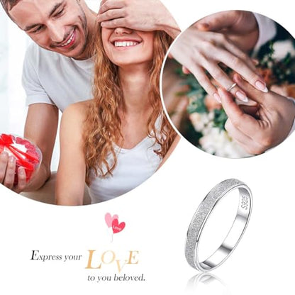 ChicSilver 925 Sterling Silver Ring Customizable Sandblast Finish/Multi-Faceted Ring Wedding Band Comfort Fit Size 4-12 - color: Sandblast Finish