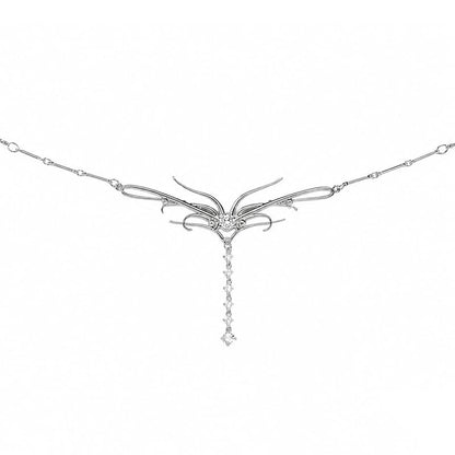 Gold Dripping Butterfly CZ Waist Chain for Low-Rise Y2K, Adjustable Silver 18K Elegant Dripping Butterfly Pendant Chain Belt, Cute Belly Chain Body Chain Sexy Back Jewelry for Womens - color: silver