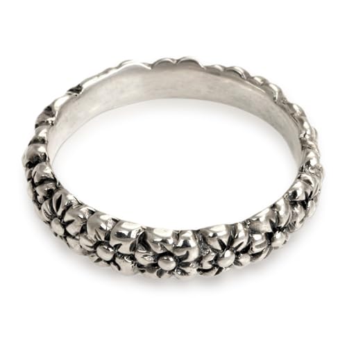 NOVICA Artisan Handmade .925 Sterling Silver Flower Ring Floral Band Indonesia 'Silver Garland'