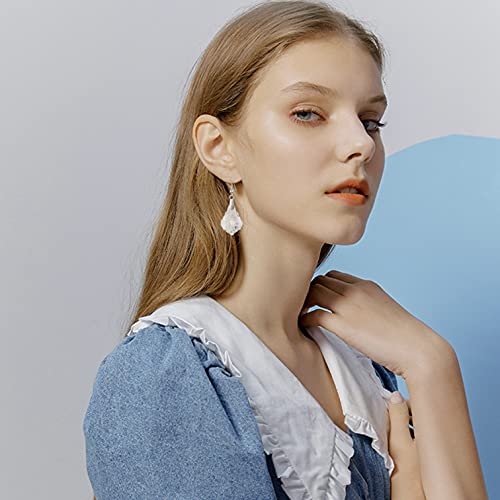 Unique Sparkly Multi-color Crystal Teardrop Dangle Drop Earrings Rainbow Crystal Geometry Earrings for Women Statement Chic Charm Jewelry Gifts - color: White