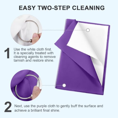 SEVENWELL Silver Polishing Cloth, 2PCS Large Jewelry Cleaning Cloths | Dual-Layer Cleaning, Large 10" × 12", Reusable, Removes Tarnish, Restores Shine, For Sterling Silver, Gold & Platinum - color: Dark Purple
