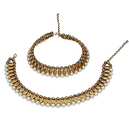 Efulgenz Indian Oxidized Anklets Faux Pearl Bridal Payal Ankle Bracelets