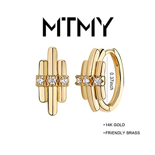 Huggie Hoop Earrings 14K Gold Plated Cubic Zirconia Dainty Simple Cute Beads Elegant CZ Circle Small Hoop Earring for Women Minimalist Handmade Hypoallergenic Jewelry - color: CZ-A