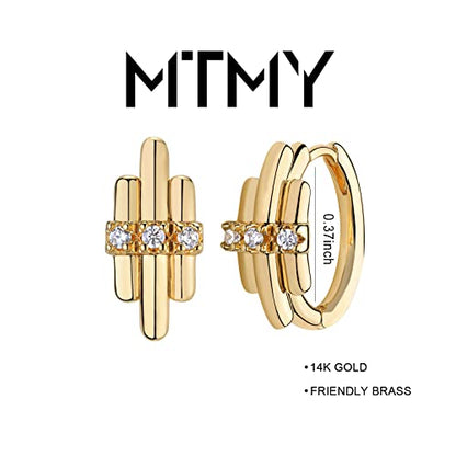 Huggie Hoop Earrings 14K Gold Plated Cubic Zirconia Dainty Simple Cute Beads Elegant CZ Circle Small Hoop Earring for Women Minimalist Handmade Hypoallergenic Jewelry - color: CZ-A