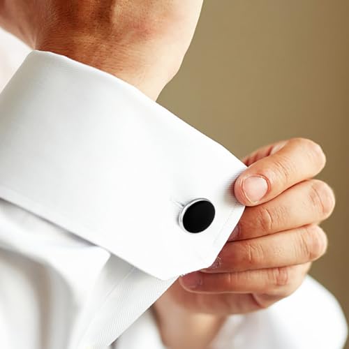 GWD Mens Cufflinks Stainless Steel Tuxedo Shirt Studs Set with Gift Box Black Cuff link Jewelry Gift Wedding Business - style: silver