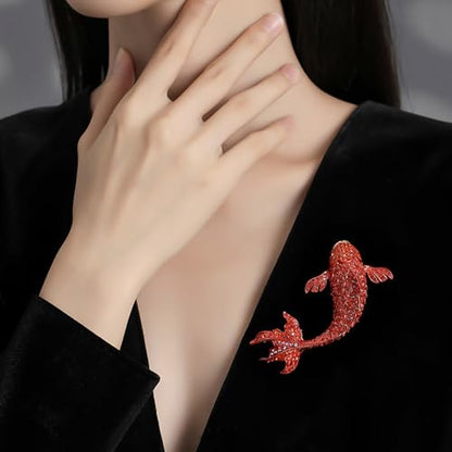 HETICA Animal Brooch for Women, Funny and Cute Flower Brooch Safety Pins Clothing Backpack Hat Decoration Enamel Pins Fashion Women Brooches and Pins Jewelry - style: Fish (Red Koi)