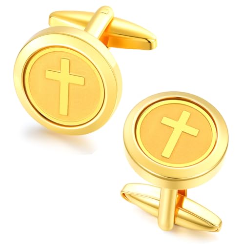Cuff Links Mens Personalized Classic Round Cufflink Wedding Shirts Cufflinks for Men Jewelry Gifts - style: Cross sign