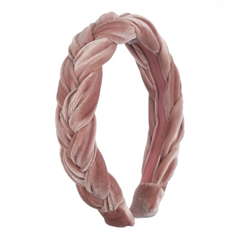 Madison Tyler Thick Headbands for Women | Pink Velvet Braided Cute Handmade Makeup Hair Band for Girls Thin Hair | Skincare and Boho Spring Headband for Washing Face - color: Pink Velvet Headbands