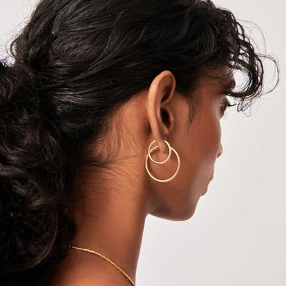2mm Sterling Silver Big Hoop Earrings For Women - Large Hypoallergenic Circle Endless Thin Oversize Silver Hoops - color: 20mm/30mm/40mm,gold