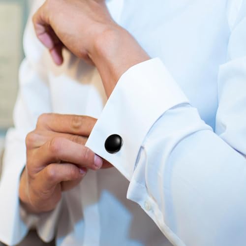 Cufflinks for Men and Tuxedo Shirt Studs Set with Gift Box Stainless Steel Cuff links - style: Black-2+6