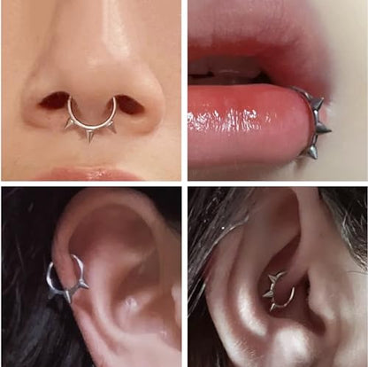 16G 2PCs Spike Clicker Snake Bite Jewelry, Septum Ring, Hoop Lip Rings Snake Bites, Labret Jewelry for Lip Piercing, Cartilage Hoop Earrings, 8mm 10mm 12mm - color: Black-2PCs, size: 16G-12mm