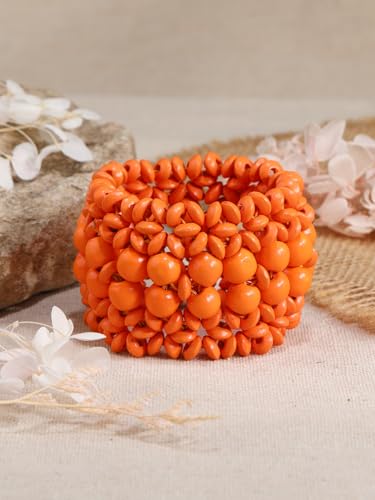 Bohemian Multicolor Natural Wooden Beads Woven Stretch Bracelets Retro Thick Coconut Shell Wood Beaded Elastic Wristband Bracelet Wide Chunky Ethnic Bangles for Women Holiday Jewelry Gifts - style: StyleE