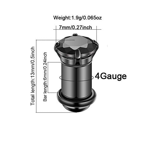 2/4/6/8 Gauge Earrrings Plugs Tunnels Gauges for Ears - color: black4mm