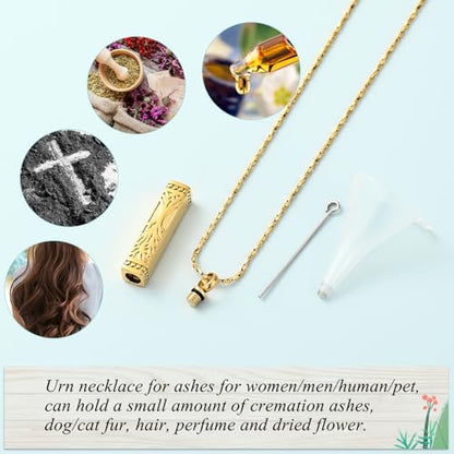 Imrsanl Tree of Life Urn Necklace for Men Women Bar Cremation Jewelry for Ashes Keepsake Ashes Necklace Pendent - color: Gold