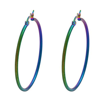 Rounded Hoops Earrings (20mm-60mm Diameter) - color: Rainbow 40mm