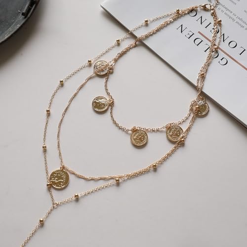 FOTN Chunky Gold Layered Necklaces for Women, 14K Dainty Layering Necklaces Fashion Jewelry