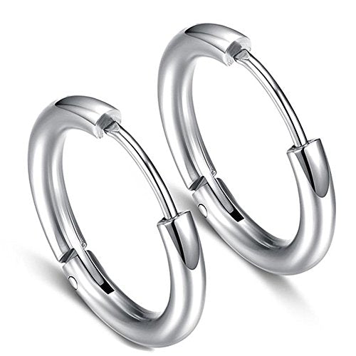 316L Surgical Stainless Steel Huggie Hoop Earrings 6mm 8mm 10mm 11mm 12mm 14mm Hypoallergenic Earrings Hoop Cartilage Helix Lobes Hinged Sleeper Earrings For Men Women - style: C02:10mm Silver(THK 2.0mm)