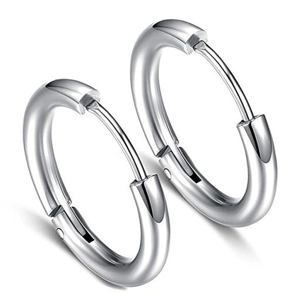 316L Surgical Stainless Steel Huggie Hoop Earrings 6mm 8mm 10mm 11mm 12mm 14mm Hypoallergenic Earrings Hoop Cartilage Helix Lobes Hinged Sleeper Earrings For Men Women - style: C02:10mm Silver(THK 2.0mm)