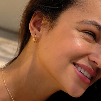 Cubic Zirconia Huggie Earrings 14k Gold Plated Tiny Earrings Small Huggie Hoop Earrings Simple Lightweight Hoops Gift for Women - color: Cuba hoop