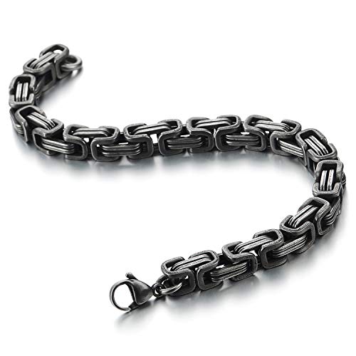 COOLSTEELANDBEYOND Mens Women New Stainless Steel Braided Link Bracelet Polished - color: F-Metal Color: Old Metal