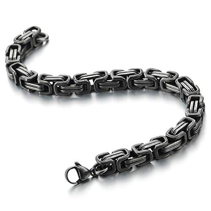 COOLSTEELANDBEYOND Mens Women New Stainless Steel Braided Link Bracelet Polished - color: F-Metal Color: Old Metal