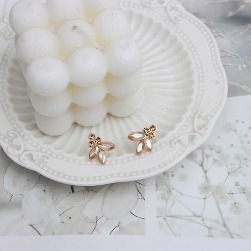 Bridal Wedding Crystal Leaf Choker Necklace Dangle Earring Bracelet Brides Bridesmaid Jewelry Set for Women - color: Champagne-Gold Plated