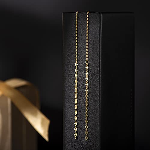 Long Chain Drop Earrings for Women, 925 Sterling Silver, Dainty Dangling Elegant Earrings for Daily Wear, Gift for Her - color: 4.4" Kiss Chain Gold