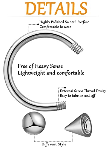 Jexine 120 Pcs 5G Septum Rings Surgical Horseshoe Rings Stainless Steel Piercing Jewelry for Women Men Cartilage Tragus Earrings Body Jewelry Acrylic, Multi Styles 10 mm