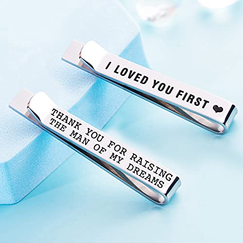 Father of the Bride and Groom Gifts - Wedding Tie Clips for Groomsmen From the Bride - Stainless Steel Tie Bars - color: Set of 2 White