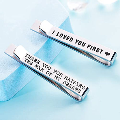 Father of the Bride and Groom Gifts - Wedding Tie Clips for Groomsmen From the Bride - Stainless Steel Tie Bars - color: Set of 2 White
