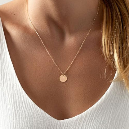 HANLI 14K Gold Plated Necklaces for Women - Dainty Butterfly, Star of David, Moon and Star, Sun, Lotus, Infinity, Hummingbird, Bee,Boots,Chill,Sunflower Pendant Designs - Elegant Jewelry for Women - color: Disk Sun