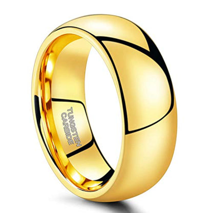 TRUMIUM 2mm 4mm 6mm 8mm Tungsten Wedding Band Ring for Men Women Silver/Rose Gold Plated/Rainbow/Gold Plated Domed High Polish Engagement Promise Rings Comfort Fit 4-15 - color: 8mm 24k gold plated
