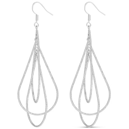 Milla Dainty Silver Drop Earrings for Women and Dangling Gold Earrings | Hypoallergenic, Easy to Wear, Available in 14K Gold, Rose Gold, or Silver Plated Finish, Different Designs - color: Triple Teardrop / Silver Plated